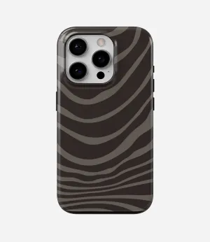 Charcoal Zebra Stripe Glossy Armoured Case Non Slip Surface
