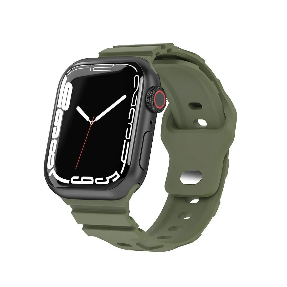 Strong Buckle Apple Watch Silicone Armour Strap (Olive Green)