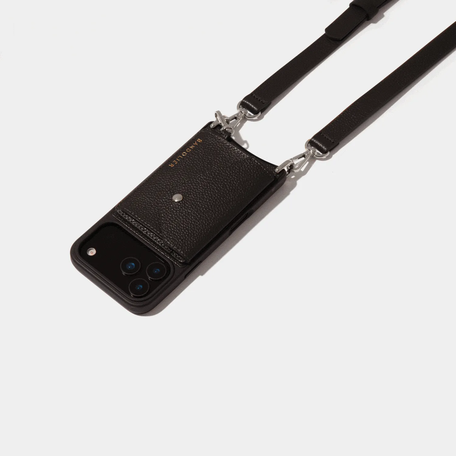 Remi Magnet Wallet Crossbody Phone Case - Black/Silver Smooth Lining Luxury Feel