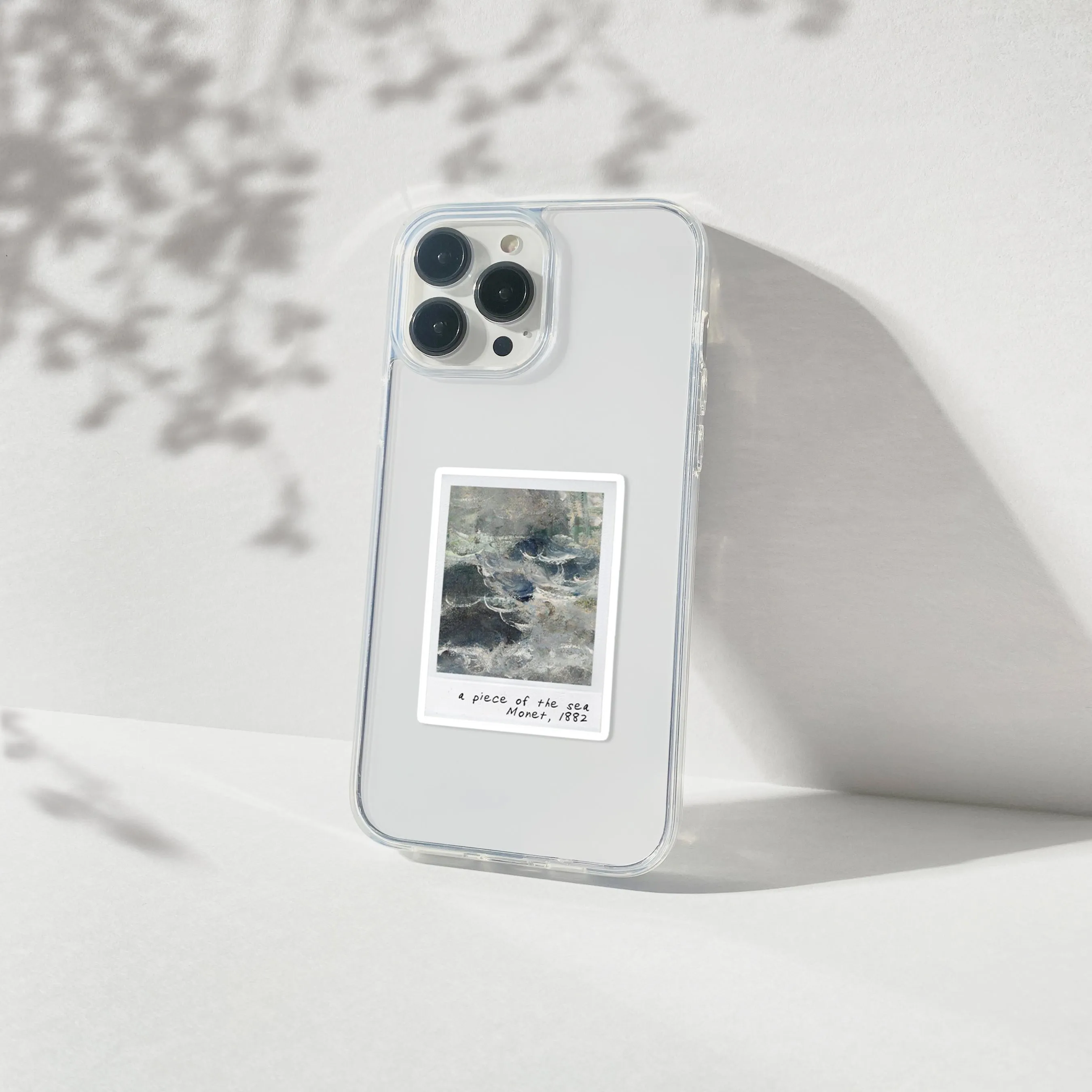 Claude Monet Sea Polaroid Aesthetic Silicone Clear Case Modern Texture Build Premium Edge Design