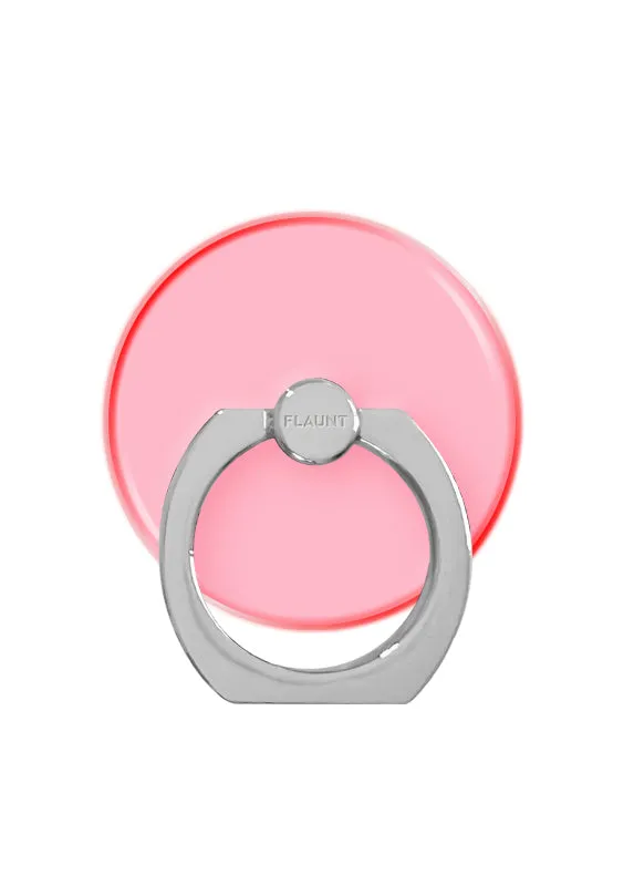 Easy Rotation Clear Neon Pink Adhesive Phone Ring Stand