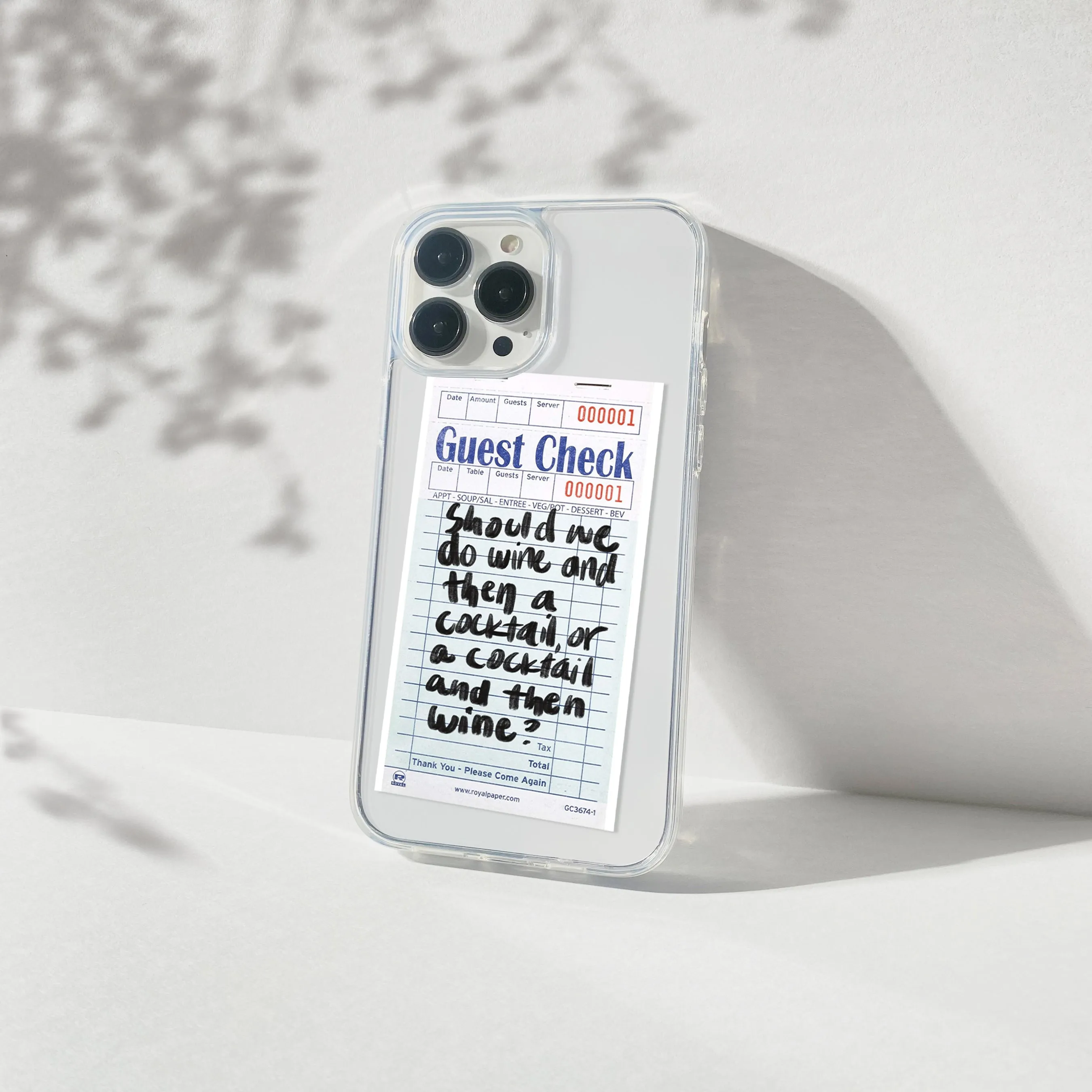 Portable Layer Travel Accessory Cocktail & Wine Guest Check Art Silicone Clear Case