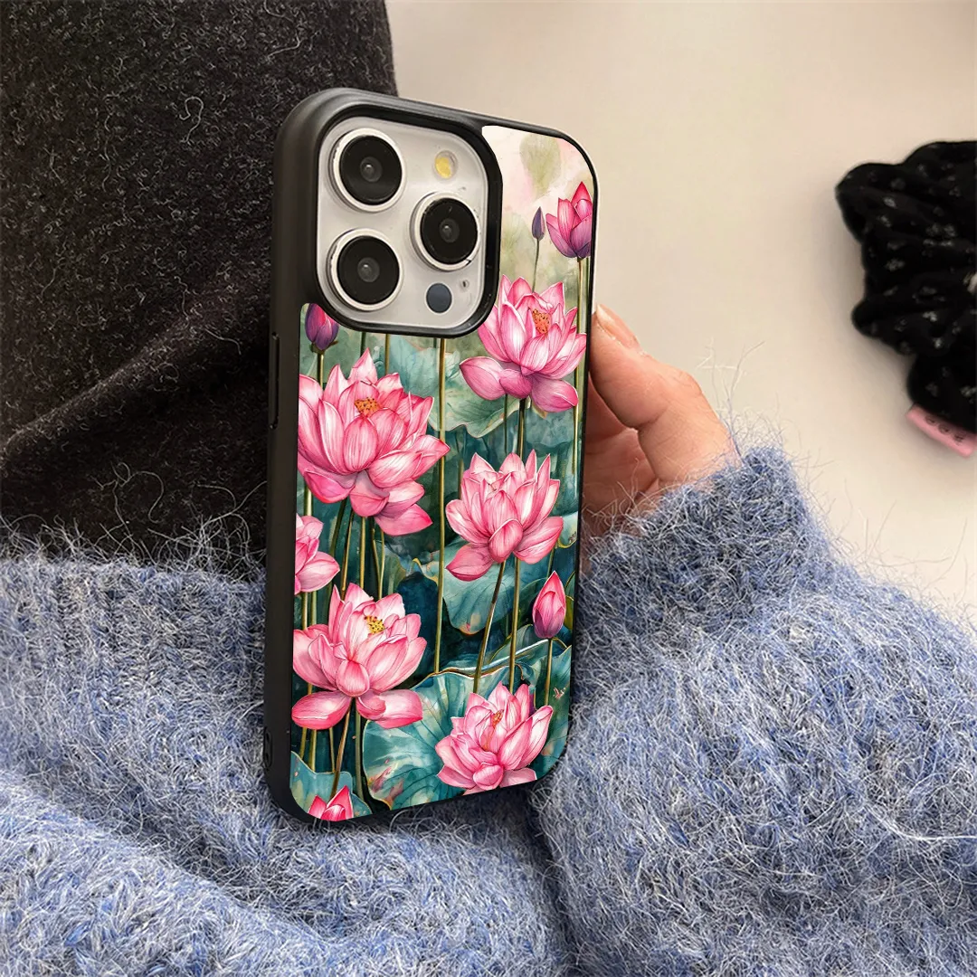 Lotus Pink Printed Protective Phone case Lightweight accessory
