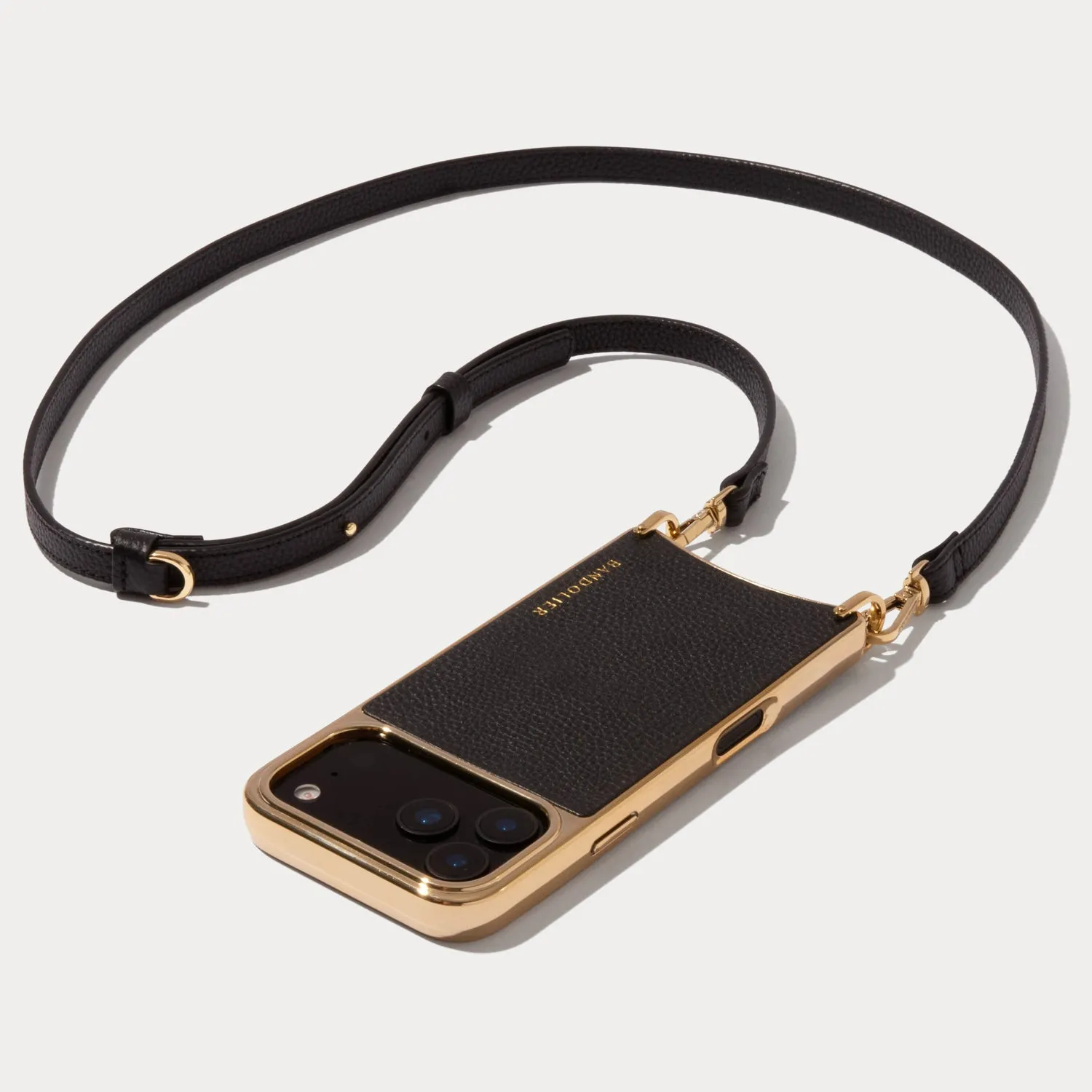 Modern Look Compact Style Rayna Chrome Crossbody Phone Case - Black/Gold