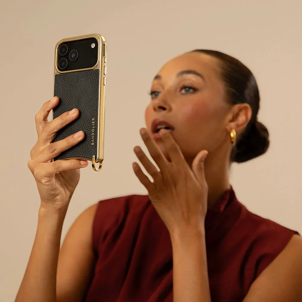 Rayna Chrome Crossbody Phone Case - Black/Gold Phone Accessory Comfort Shape