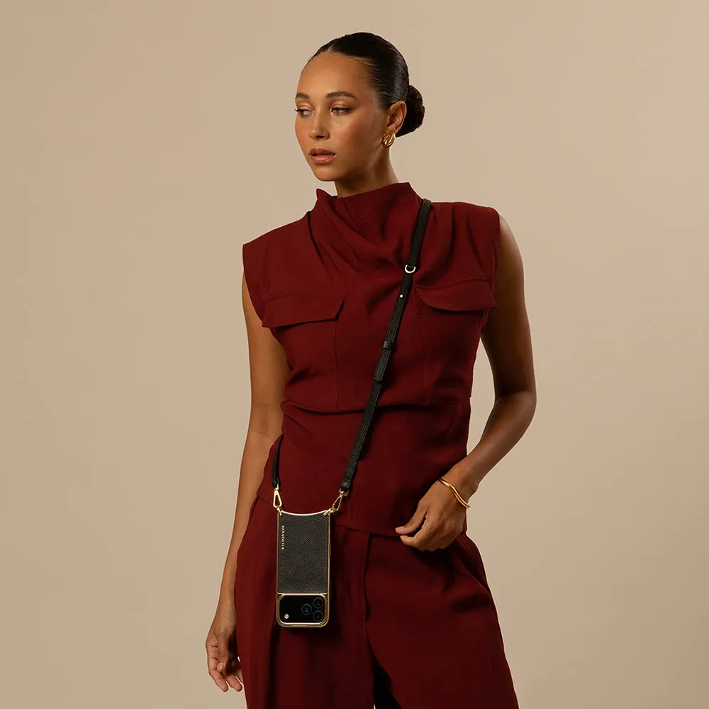 Modern feature Unique Pattern Rayna Chrome Crossbody Phone Case - Black/Gold