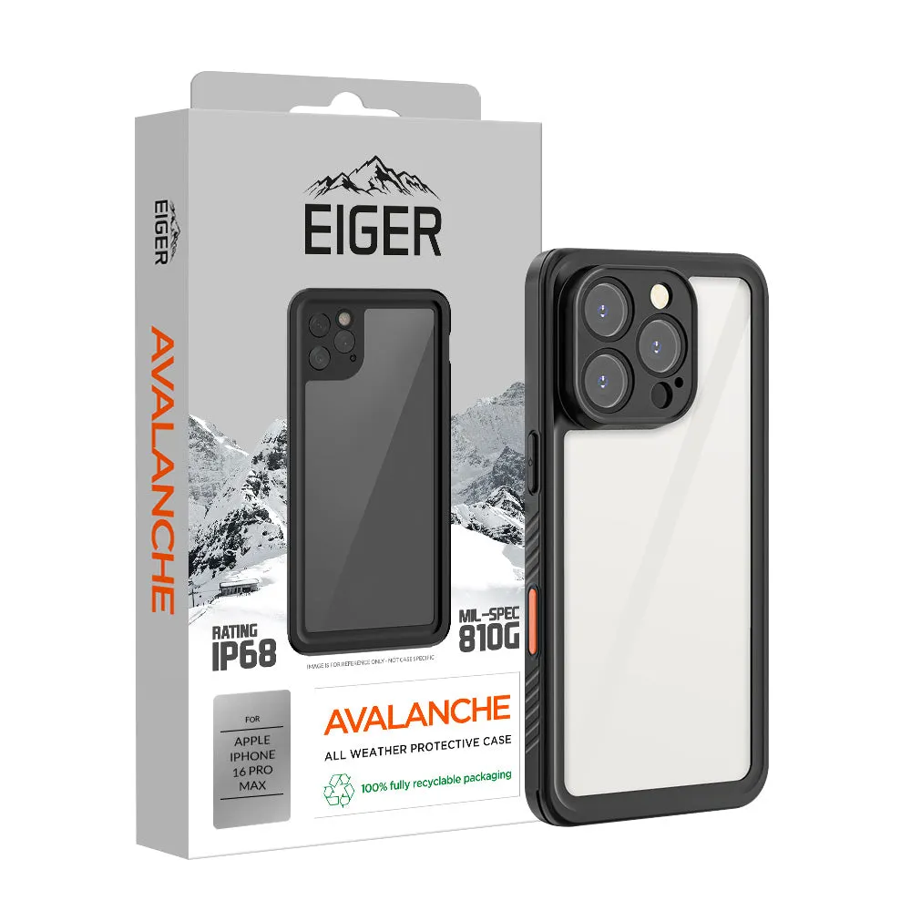 Durable Texture Layer Durable Edge Layer Eiger Avalanche Case & Screen Protector for Apple iPhone 16 Pro Max in Black