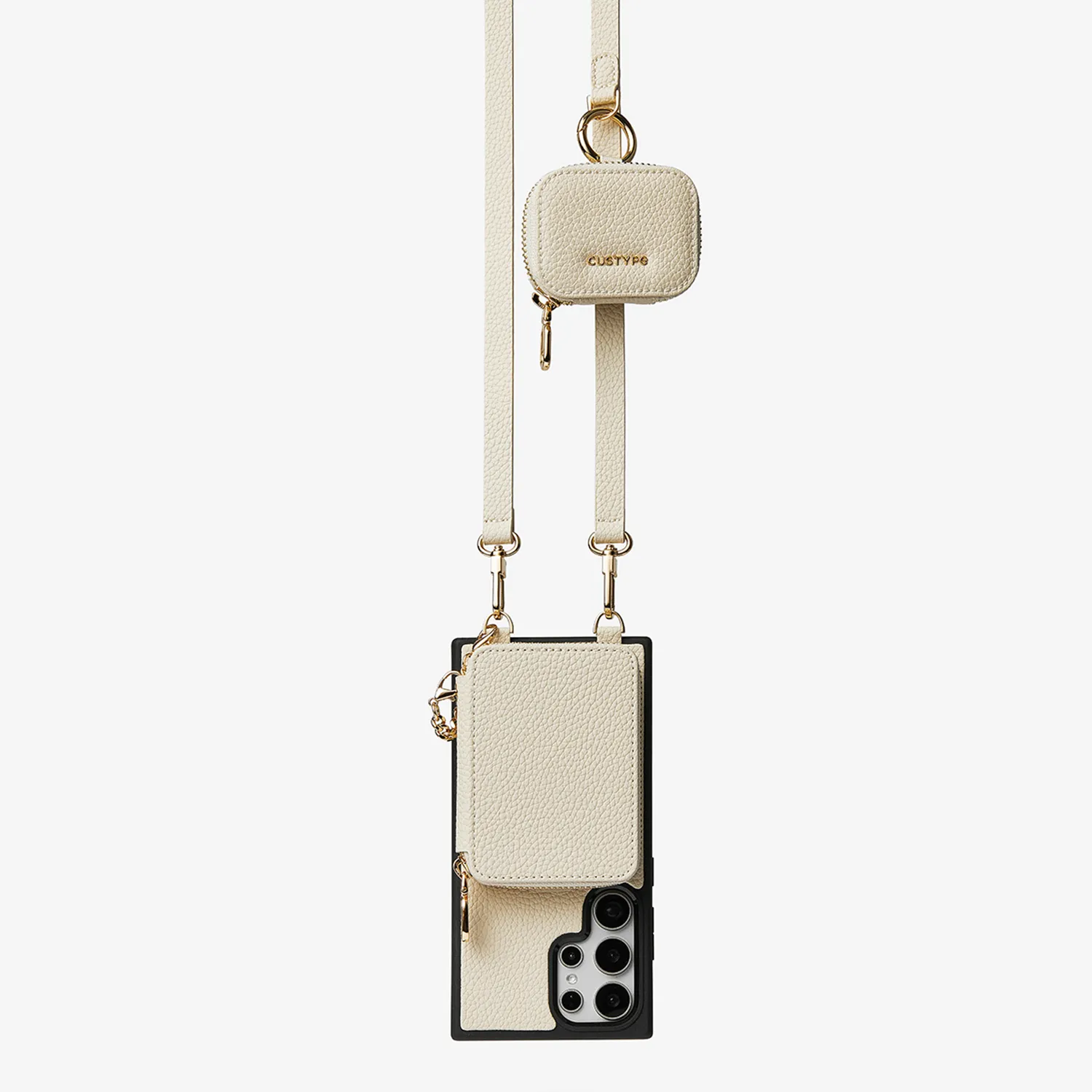 Refined Craftsmanship Clear Back Unique Design Set- Samsung Galaxy Phone Case with Wallet & AirPods Pouch Set