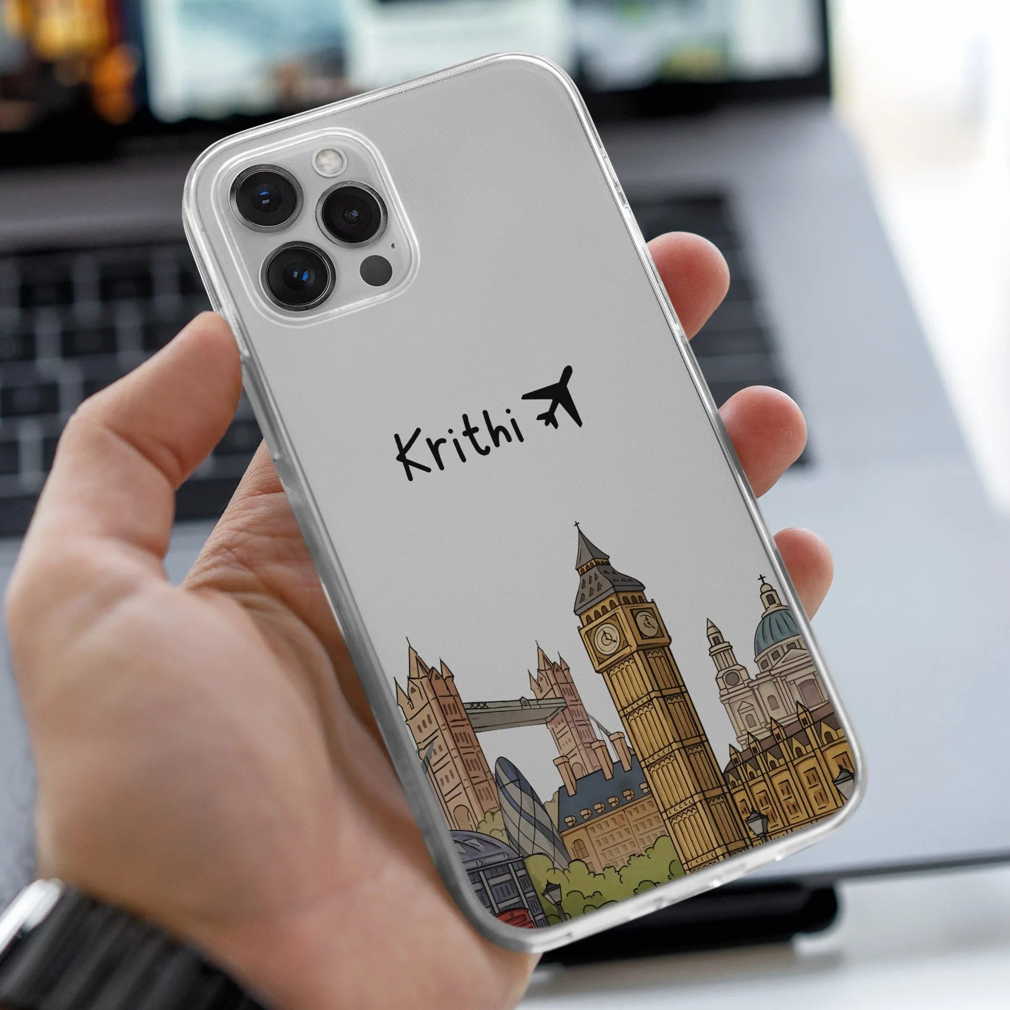 Travel Place Printed Transparent Silicone Case Impact shield Elegant Detail