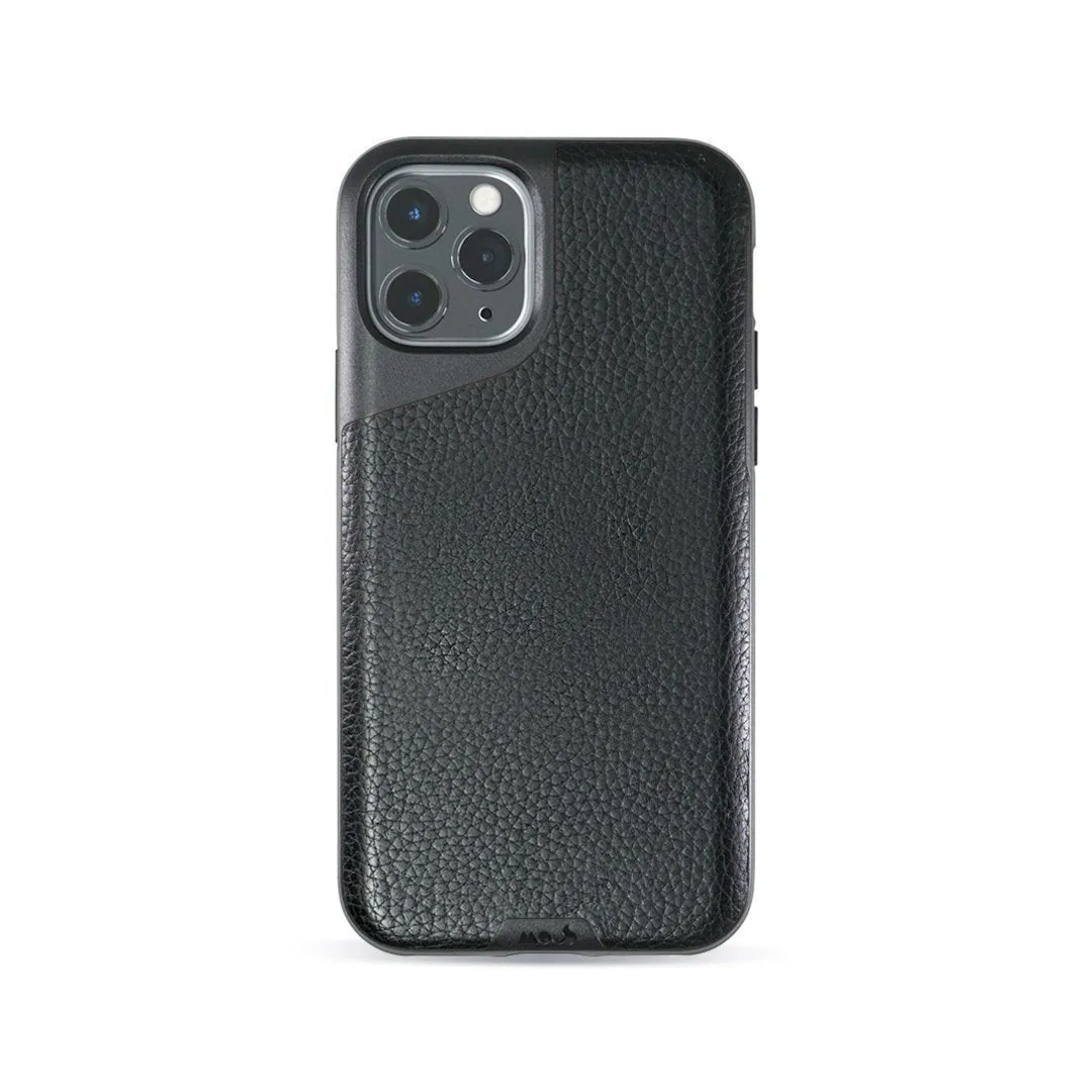 Black Leather Phone Case - Contour Clean Texture metal frame
