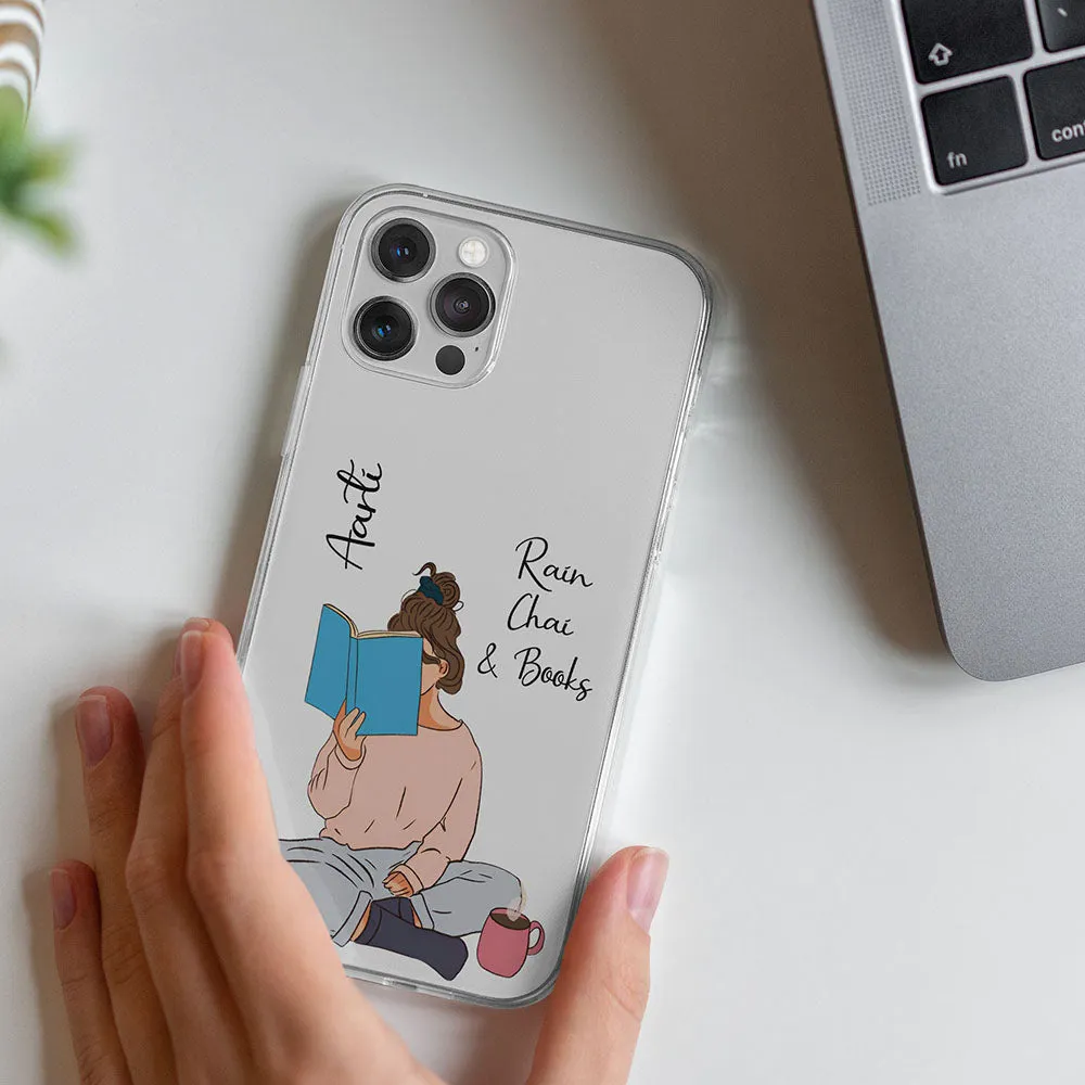 Refined Pattern Rain Chai & Books Name Transparent Silicone case