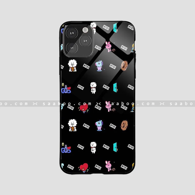 Glossy Protective Case With Black BT21 Classic Design Clear Protection