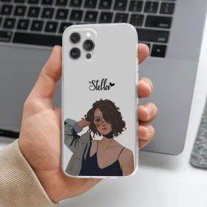 Premium Quality Curly Girl Name Printed Transparent Silicone case
