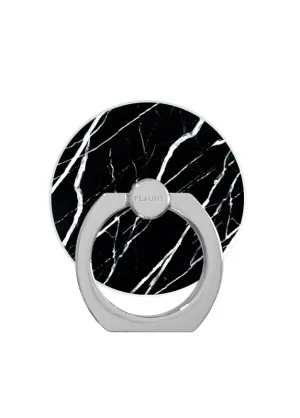 Black Marble Adhesive Phone Ring Stand Durable Comfort Grip Travel-Friendly Spin