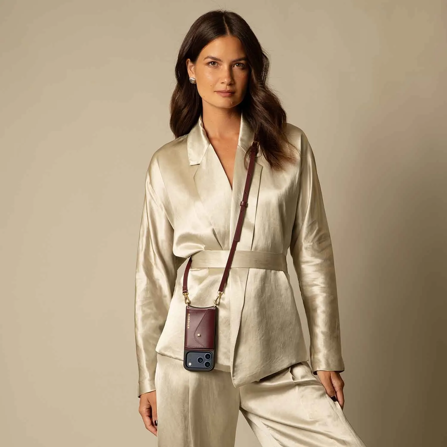 Hybrid Pattern Donna Crossbody Phone Case - Wine/Gold