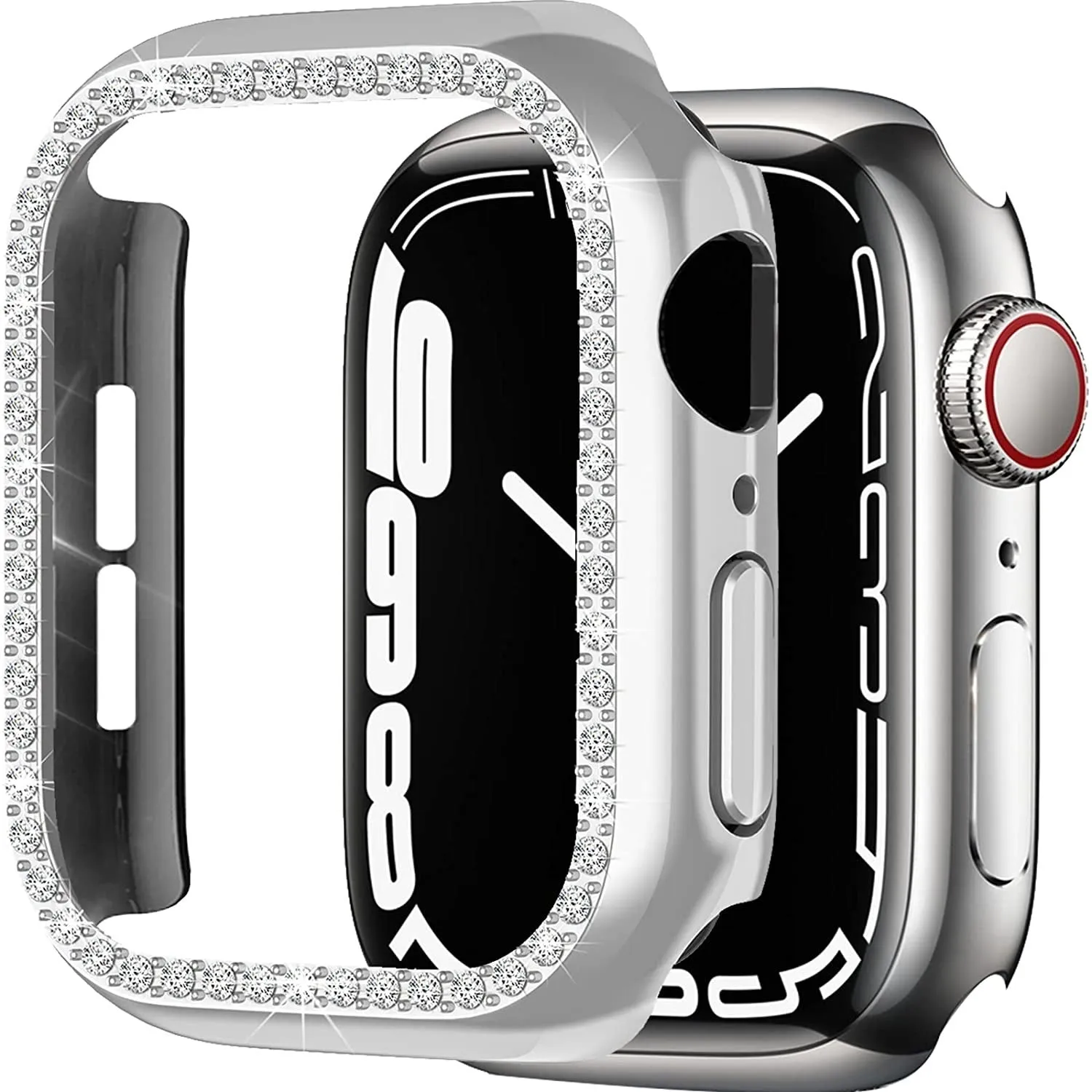 Apple Watch 7 Diamond PC Hard Case 45mm (Silver) Rugged Back Bumper Guard
