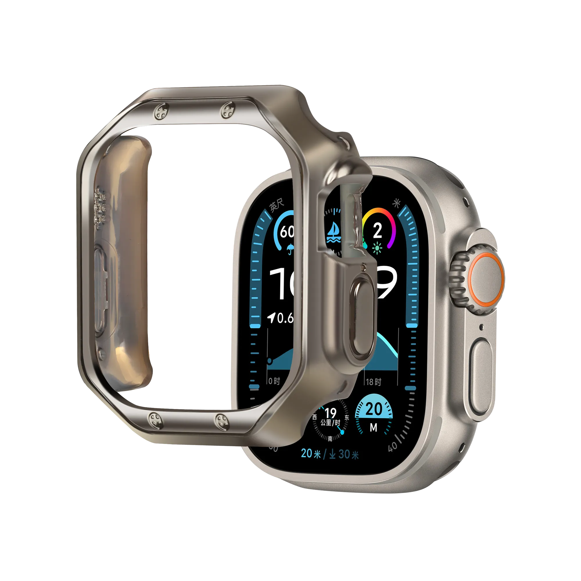 TPU Edge Shell 360 Protection Bandz Apple Watch Ultra - 49mm Galvanized TPU Case  (Titanium)