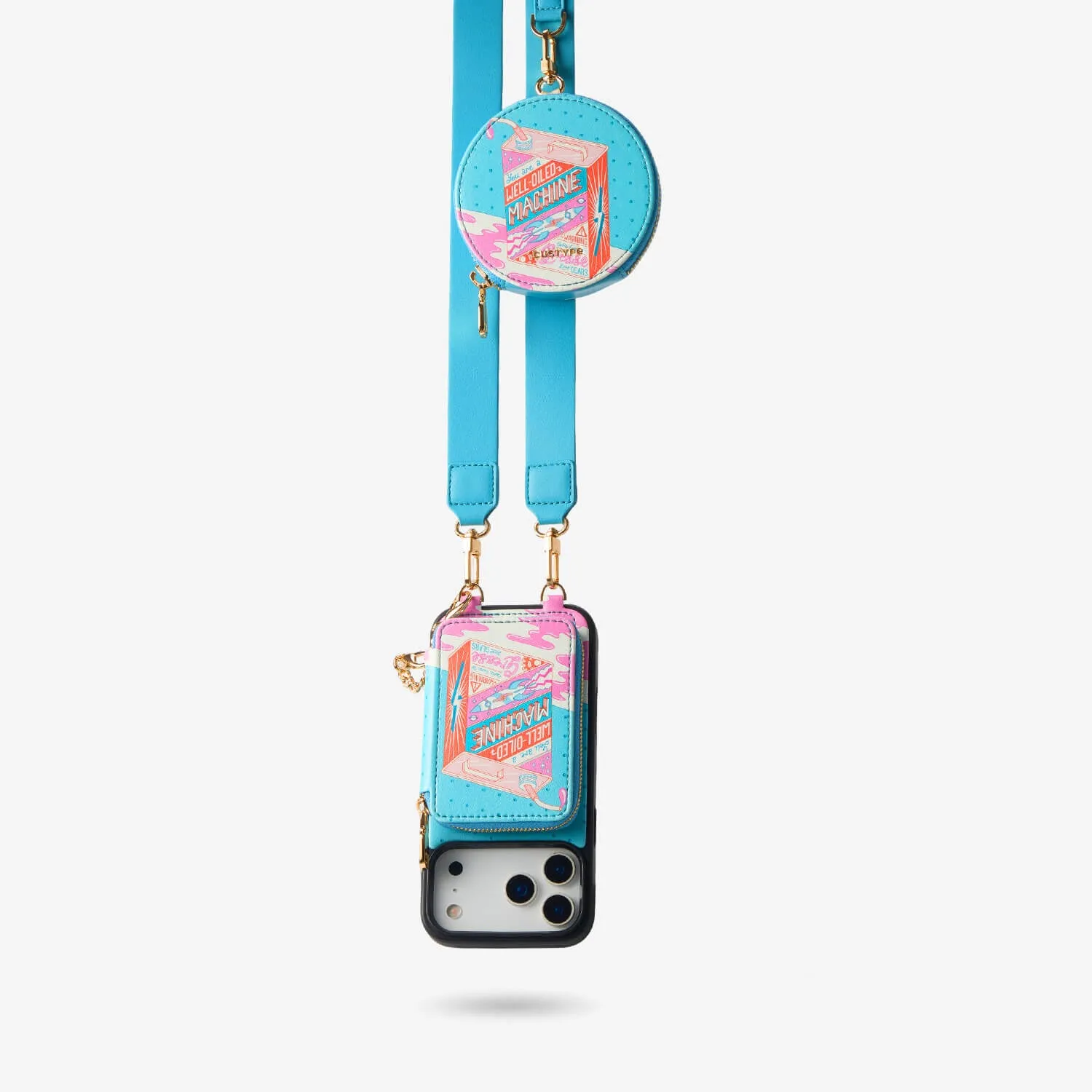 Jacqueline- Tasty Theme iPhone Crossbody Case with Card Holder & Pouch Protective Finish Luxury Texture Finish