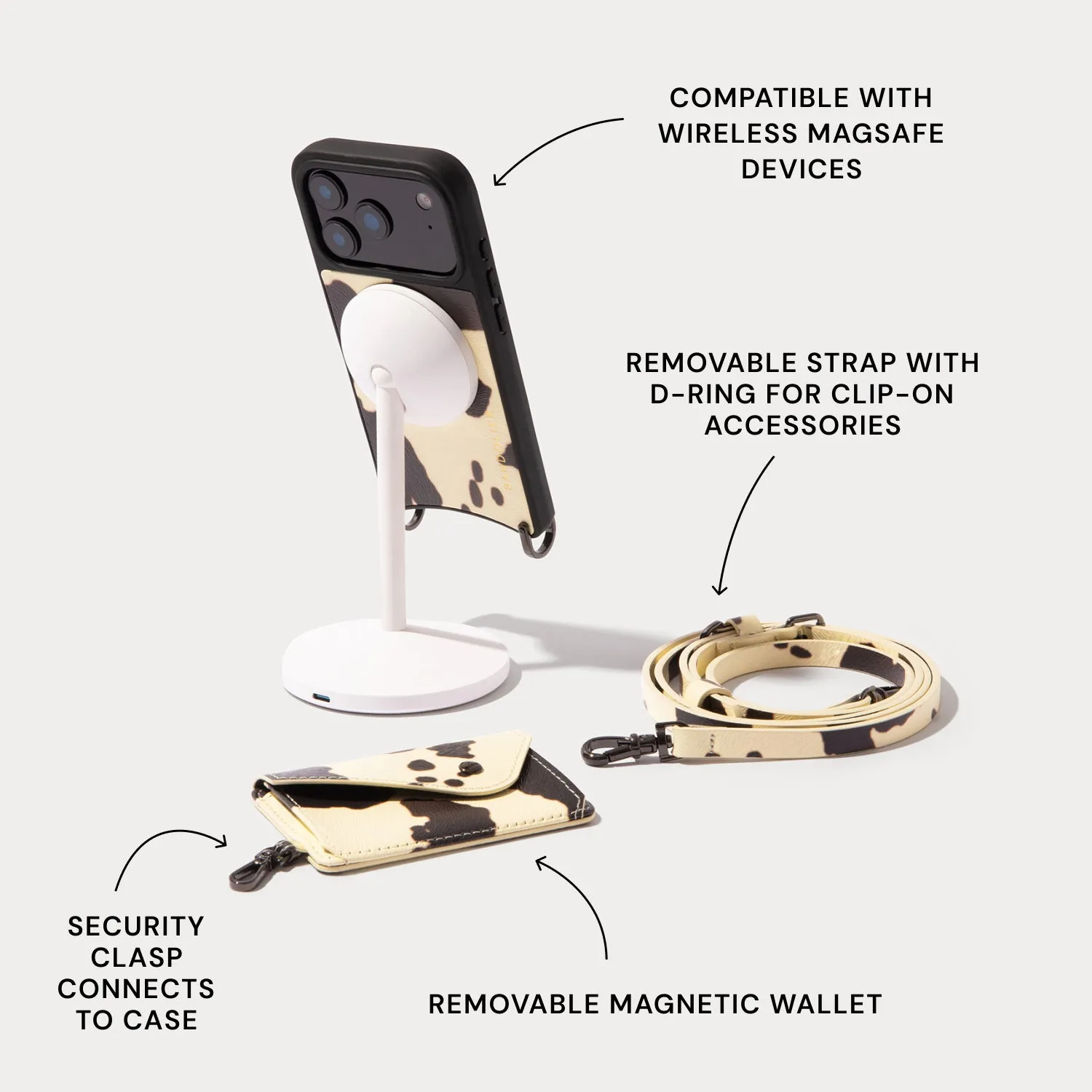 Light Protection Modern Edge Layer Remi Magnet Wallet Crossbody Phone Case - Spotted Hide/Pewter