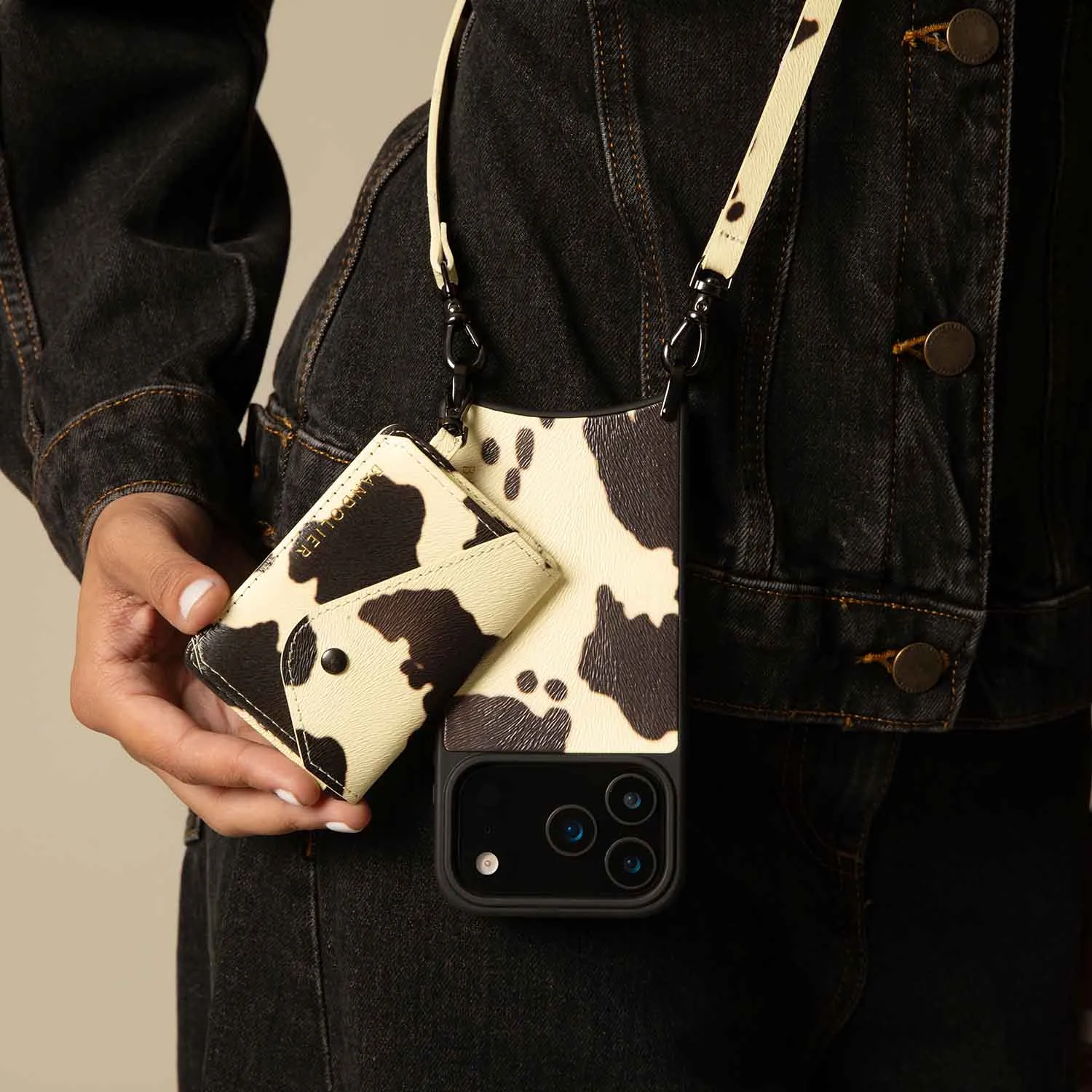 Ultra Slim Remi Magnet Wallet Crossbody Phone Case - Spotted Hide/Pewter