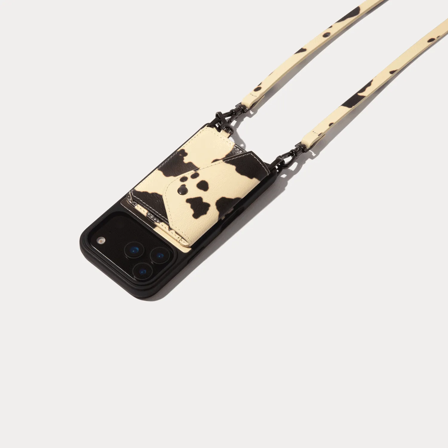 Remi Magnet Wallet Crossbody Phone Case - Spotted Hide/Pewter Color Accent Slim Design