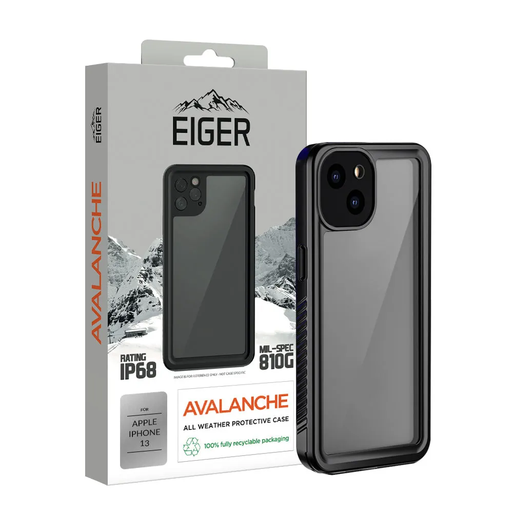 Hybrid Build Eiger Avalanche Case & Screen Protector for Apple iPhone 13 in Black