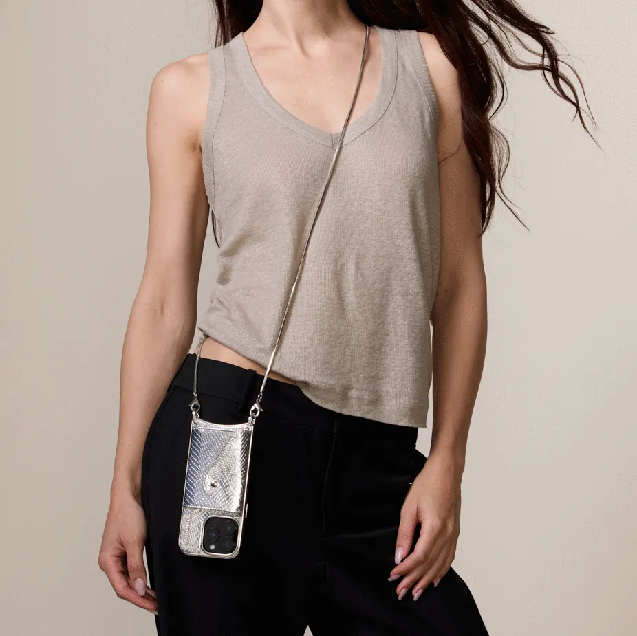 High End Look Modern Style Gia Chrome Crossbody Phone Case - Chrome Silver/Silver