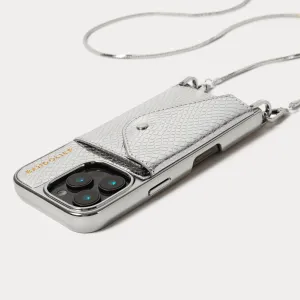 Polished Texture Finish Rugged Edge Texture Gia Chrome Crossbody Phone Case - Chrome Silver/Silver