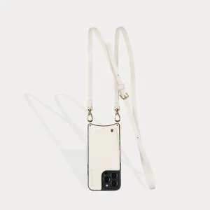 Emma Pebble Leather Crossbody Bandolier - Ivory/Gold Sleek Finish