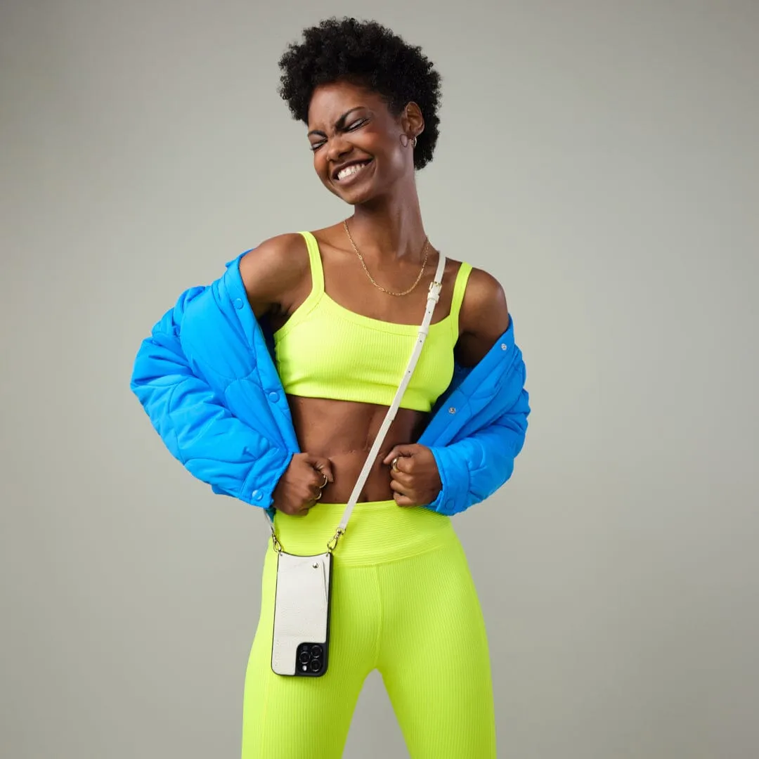 Emma Pebble Leather Crossbody Bandolier - Ivory/Gold Port Protection