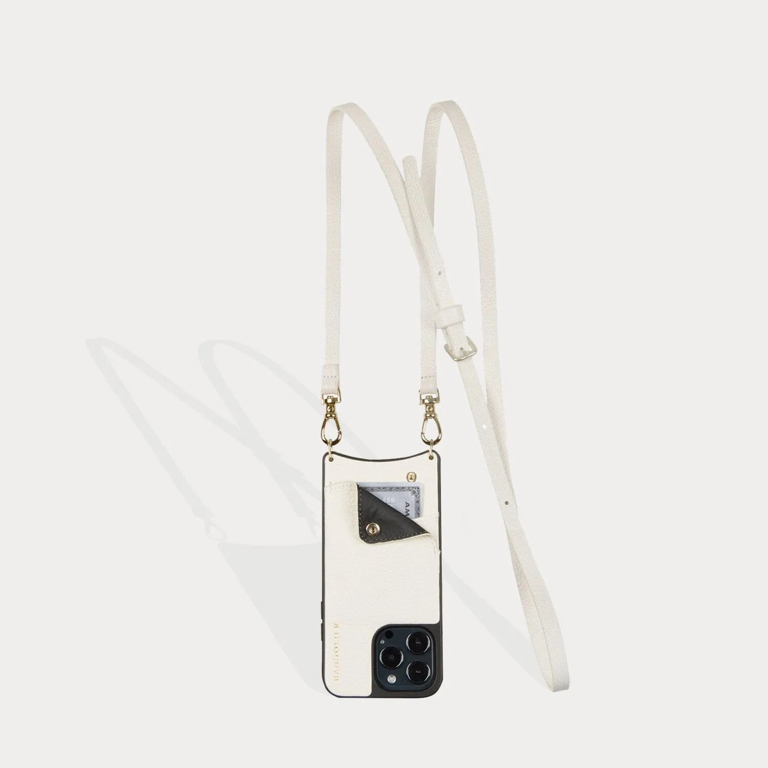 Emma Pebble Leather Crossbody Bandolier - Ivory/Gold Trendy Look