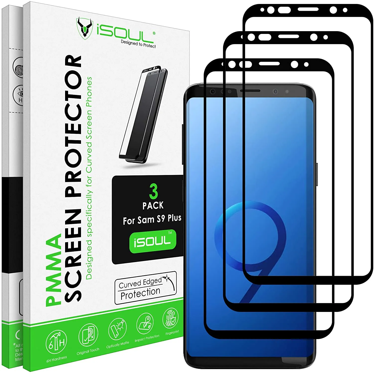 ISOUL 3 Pack Flexible Screen Protector for Samsung Galaxy S9 Plus 6.2" Screen Protector Ultra Plus