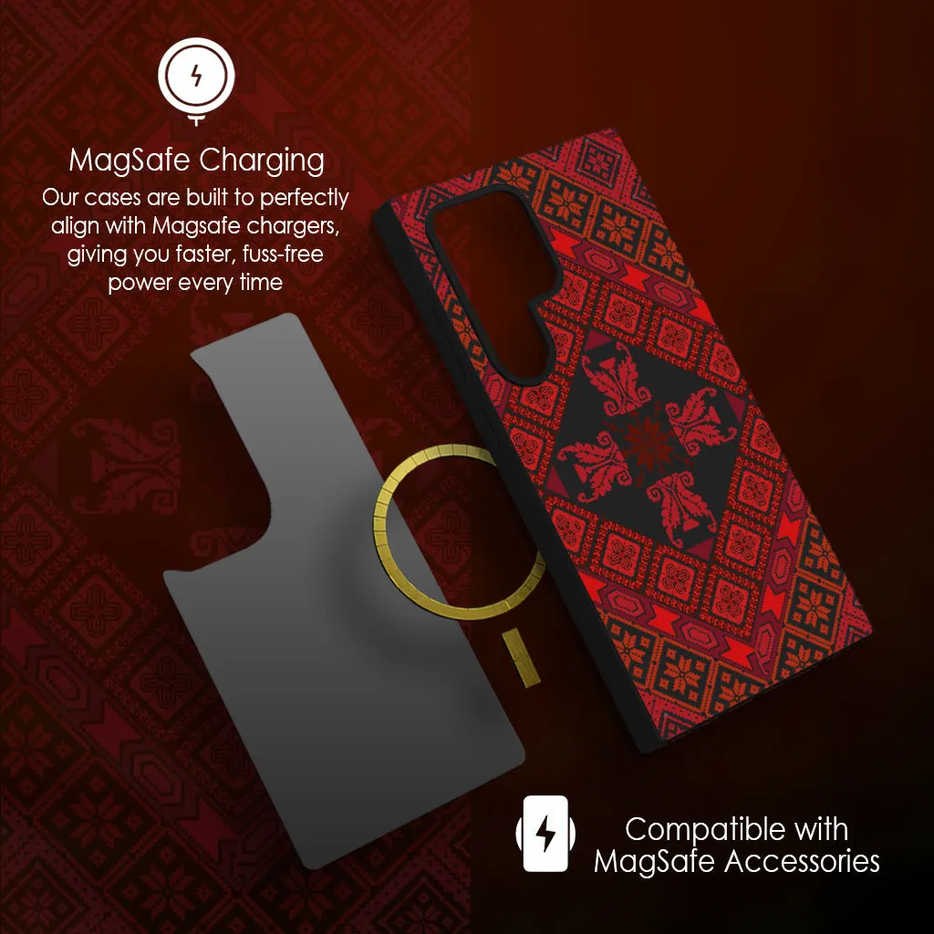 Marble Pattern Slim Feel Black Tatreez Threads MagSafe Samsung Case