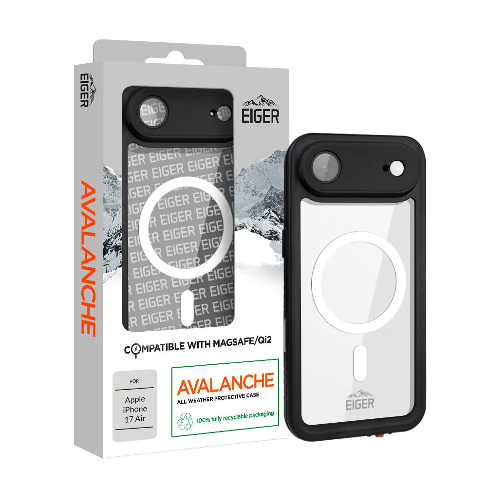 Eiger Avalanche Magsafe Case & Screen Protector for Apple iPhone Air in Black Everyday Function