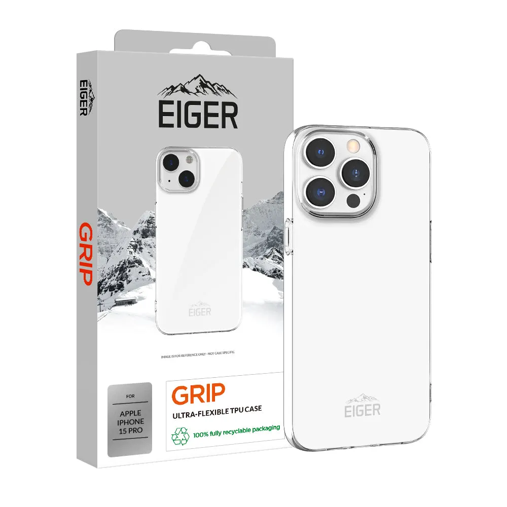 Eiger Grip Case for Apple iPhone 15 Pro in Clear Protective Edge Layer metal frame