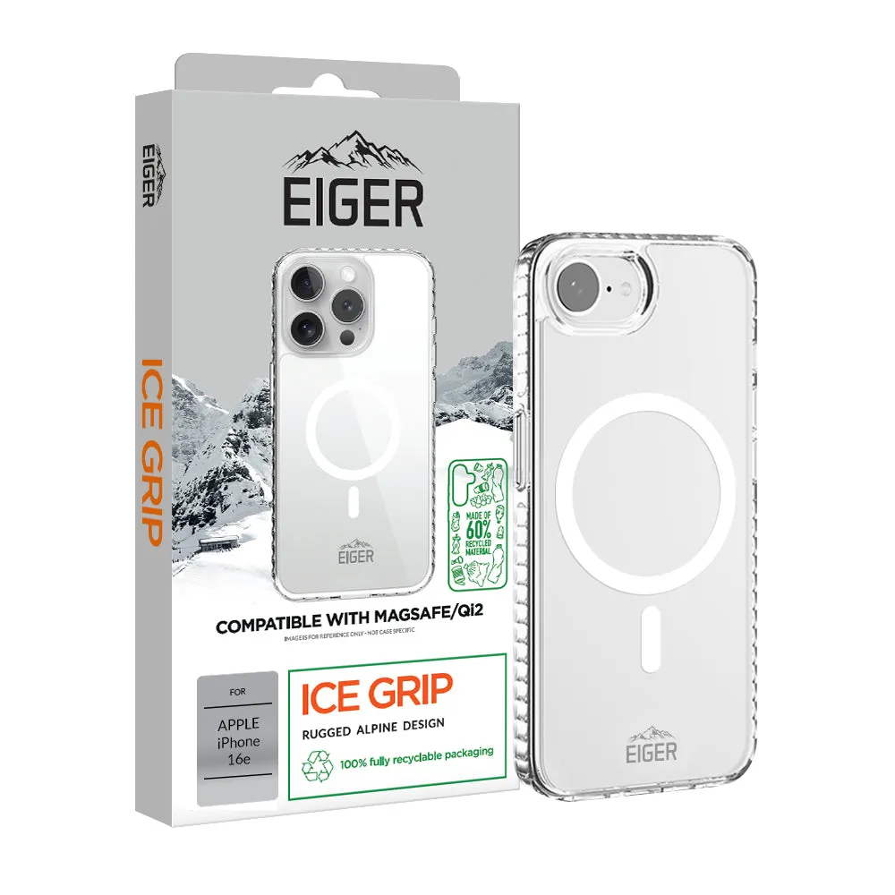 Eiger GRS Ice Grip Magsafe Case for Apple iPhone 16e in Clear Refined Protection Fashion Accessory