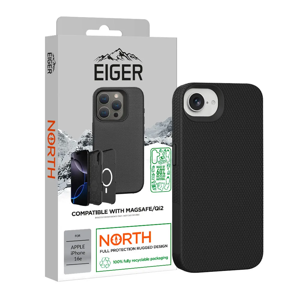 Eiger GRS North Magsafe Case for Apple iPhone 16e in Black Fashion Look Flexible Surface Texture