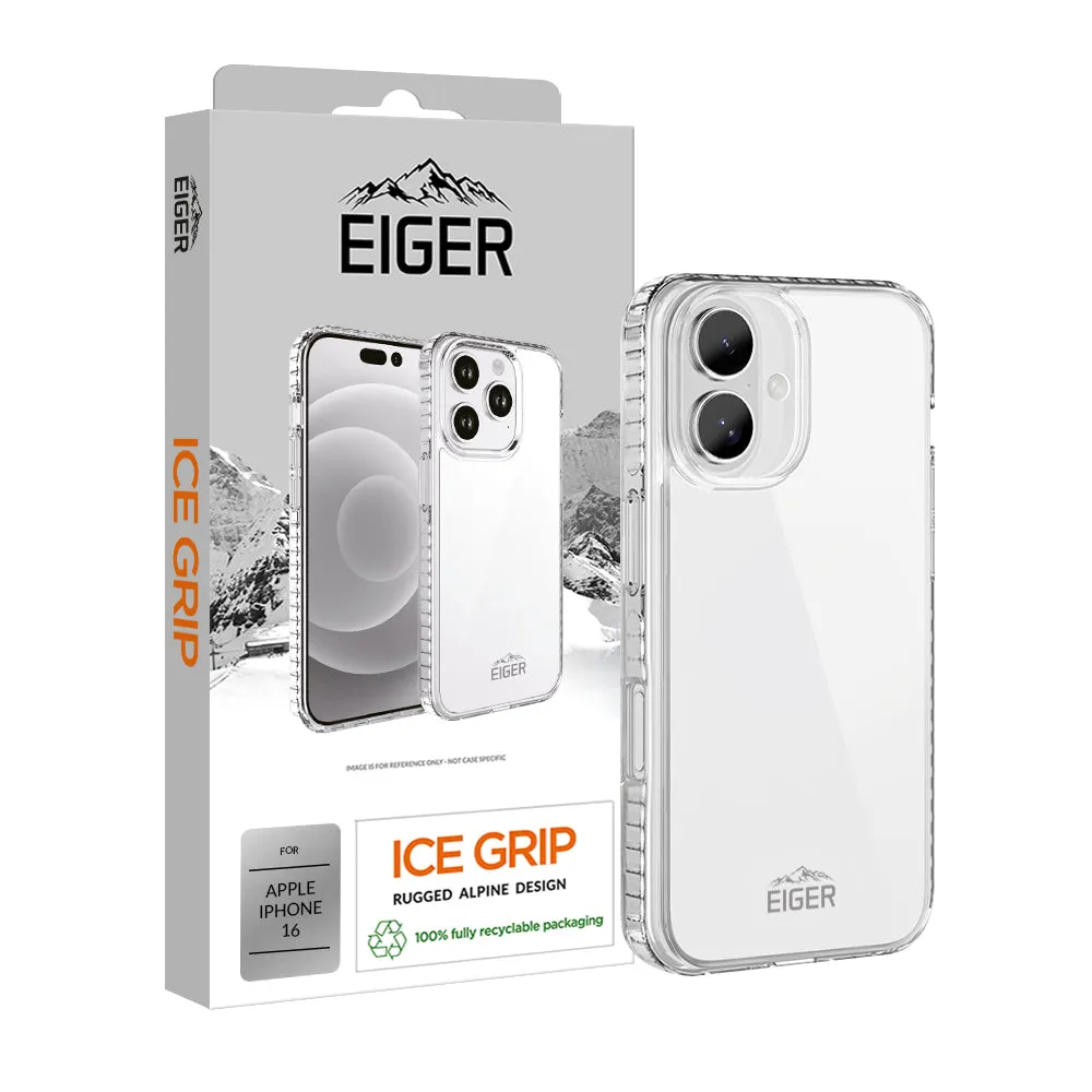Comfort Texture Polished Texture Design Eiger Ice Grip Case for Apple iPhone 16 in Clear