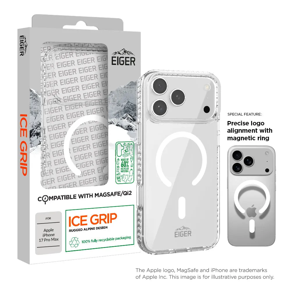 Eiger Ice Grip Magsafe Case GRS for Apple iPhone 17 Pro Max in Clear Rugged Surface Glossy Look