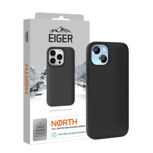 Slim Design Minimal Shield Texture Eiger North Case for Apple iPhone 15 Plus in Black