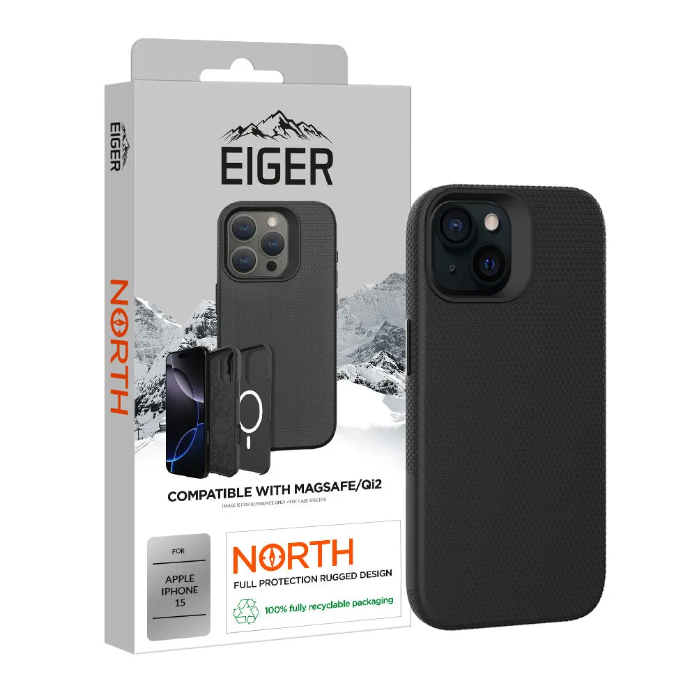 Grip Enhanced Shock Layer Eiger North Case Magsafe for Apple iPhone 15 in Black