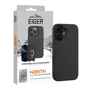 Eiger North Case Magsafe for Apple iPhone 16 in Black Durable Texture Pocket Friendly