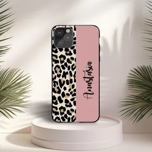 Protective Material Custom Name Print Leopard Cases