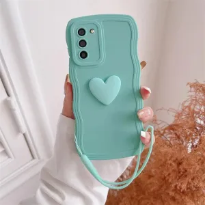 Compact Look Curly Wavy Lanyard Phone Case for Samsung