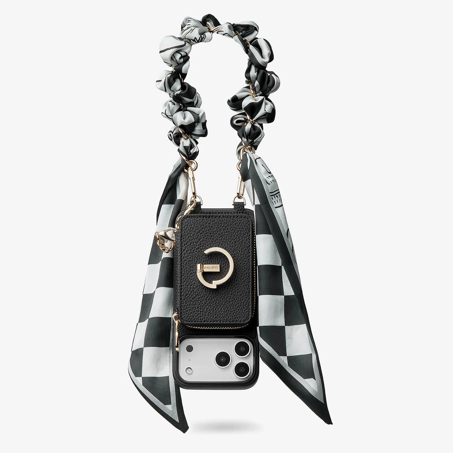 Silk Flair Set- Lychee Wrist Strap Wireless Charging Phone Case with Card Holder & Stand Stylish Color Practical Look