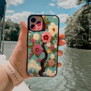 Embroidered Tree Protective Phone case Luxury Texture Slim Texture