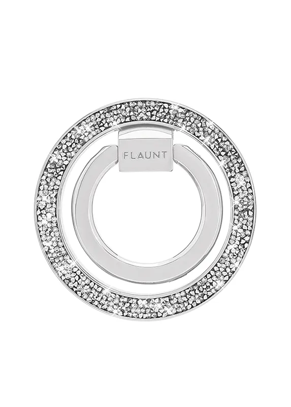 Daily Grip Quick Finger Dock Silver Crystal Elegance Premium Metallic MagSafe Phone Ring Stand (Works with MagSafe Cases Only)