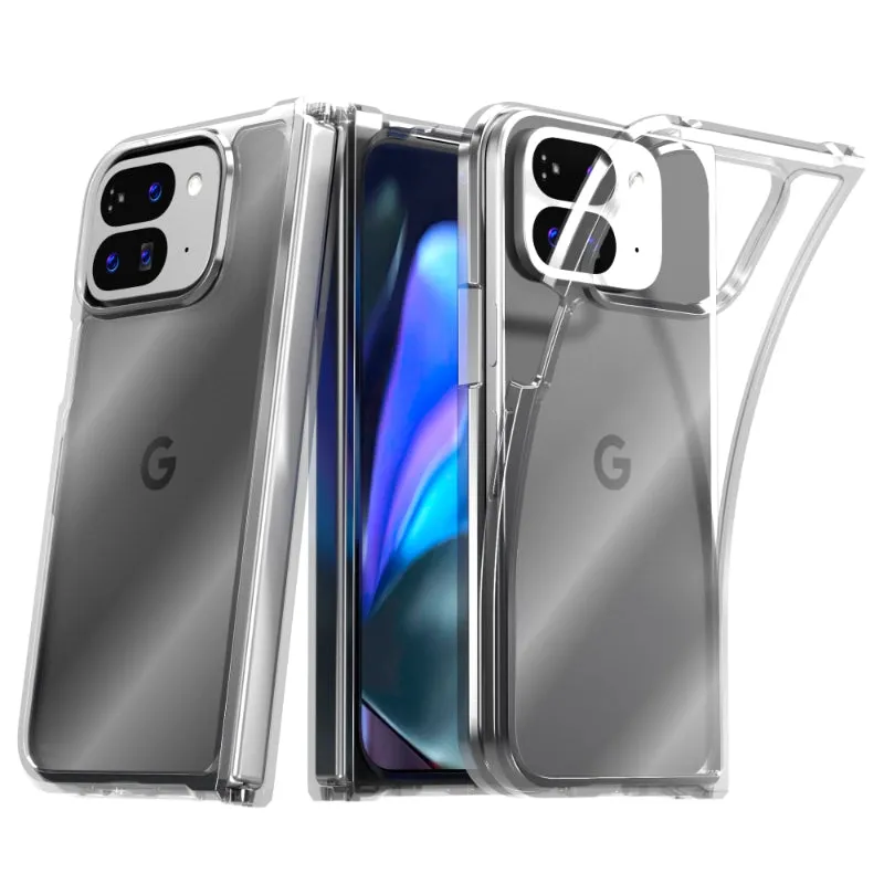 Google Pixel 9 Pro Fold (2024) Hybrid Shockproof Clear Slim Acrylic Case Cover Flexible Hinge Rib Printed Artwork