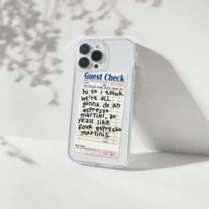 Espresso Martini Guest Check Silicone Clear Case Protective Detailing Edge Shock Surface Layer