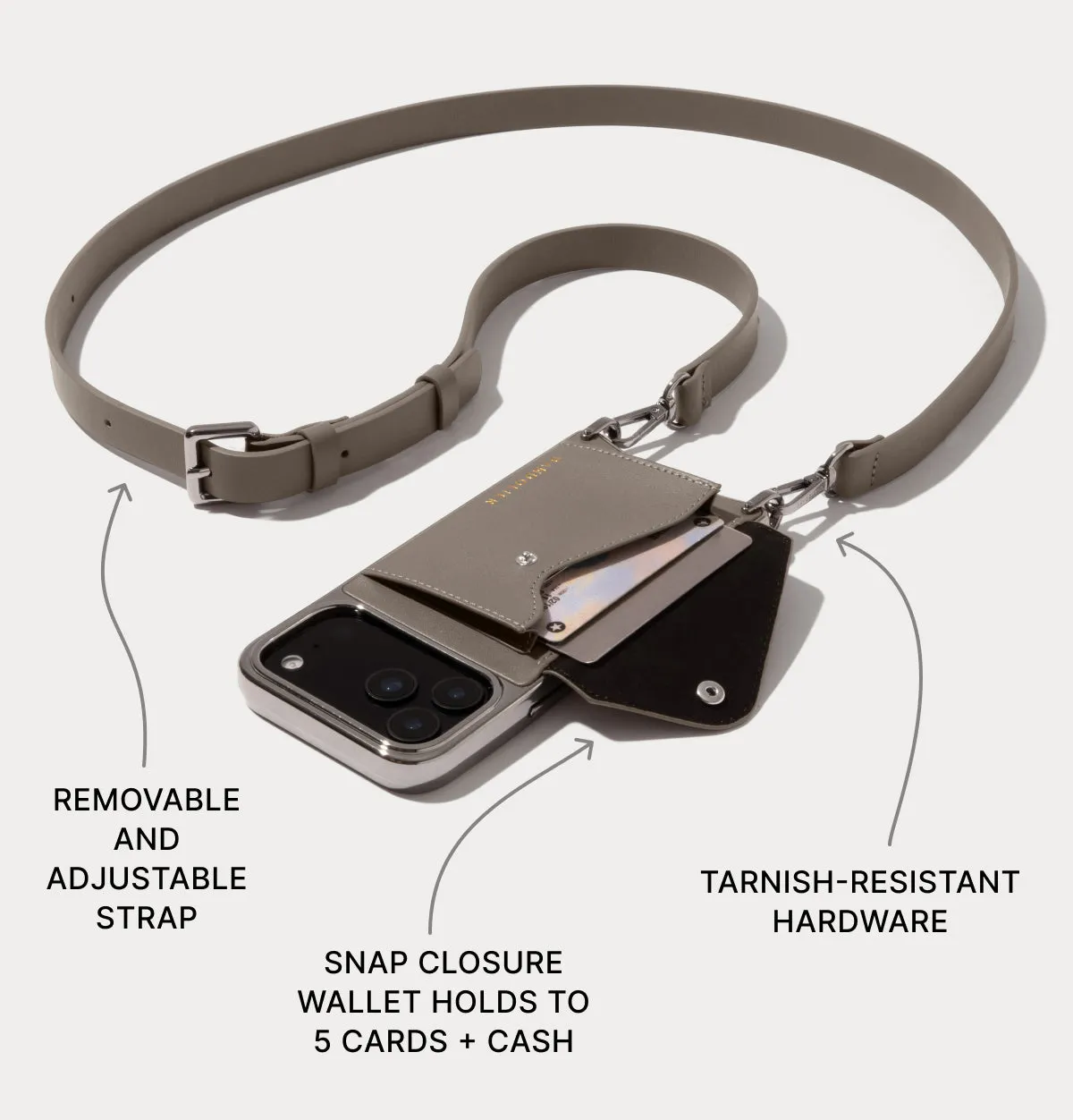 Button Cover Hailey Chrome Crossbody Phone Case - Chrome Warm Gray/Antique Silver